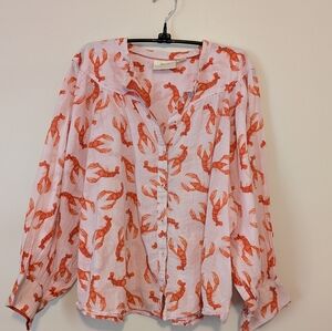 Maeve Anthropologie Lobster Button Up Shirt